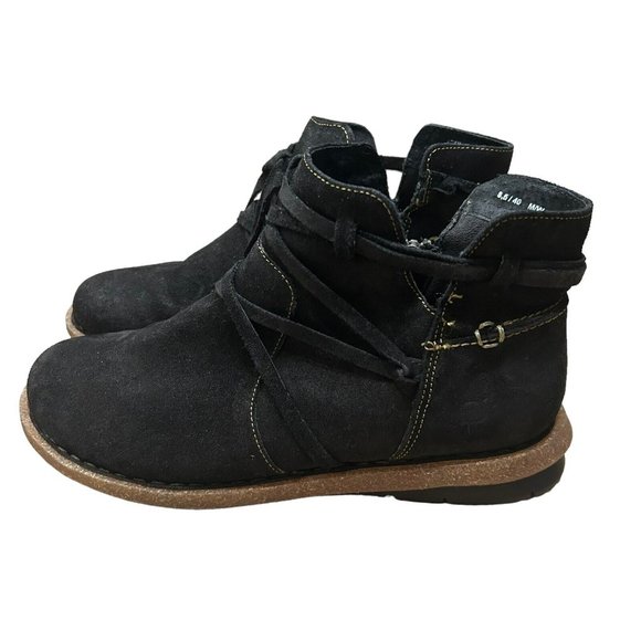 Born Women's TARKILN Suede Leather Bootie Black Distressed Size 8.5 Euro 40 - Picture 11 of 11